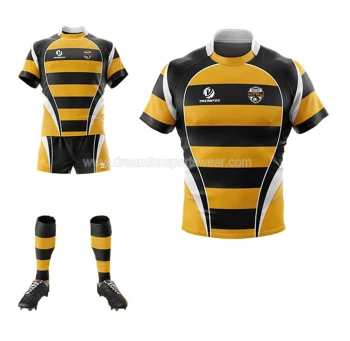Thailand kualiti jersi ragbi untuk Brumbies khusus 100% poliester dibuat jersi ragbi adat sublimasi